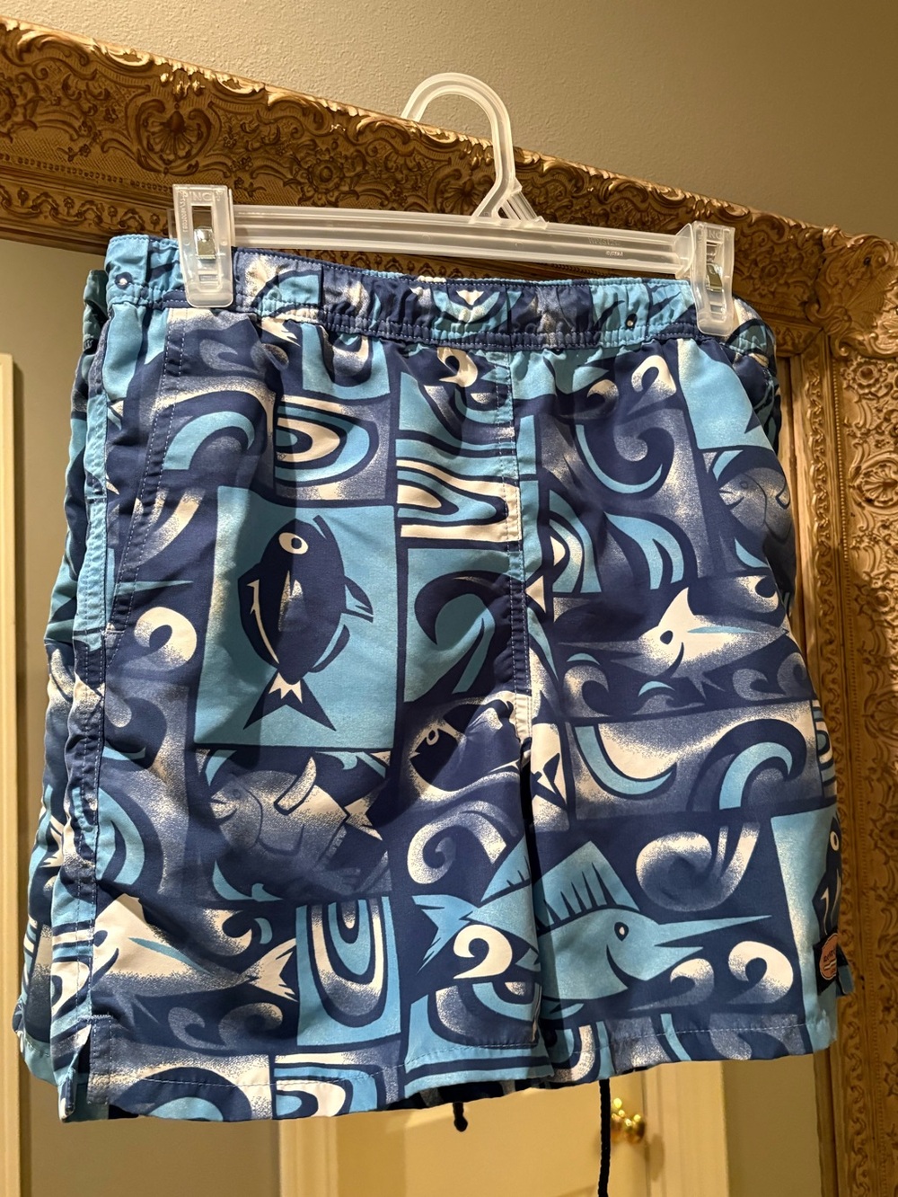 Boys Vineyard Vines Blue Fish Print Swim Shorts